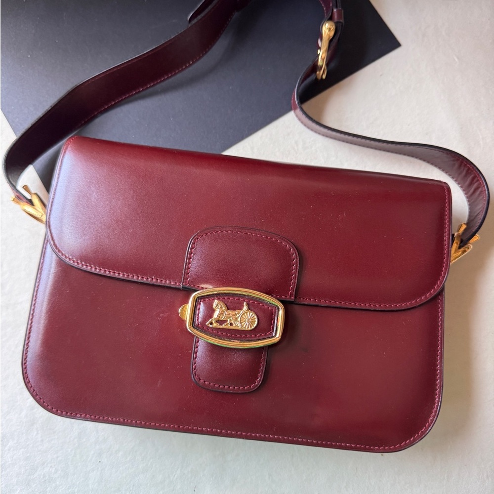 Celine vintage Elegant Burgundy Leather Shoulder bag